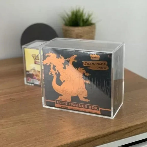 190x170x90mm Clear Elite Trainer Box protector ETB acrylic display case with sliding lid for poke mon elite trainer box cards