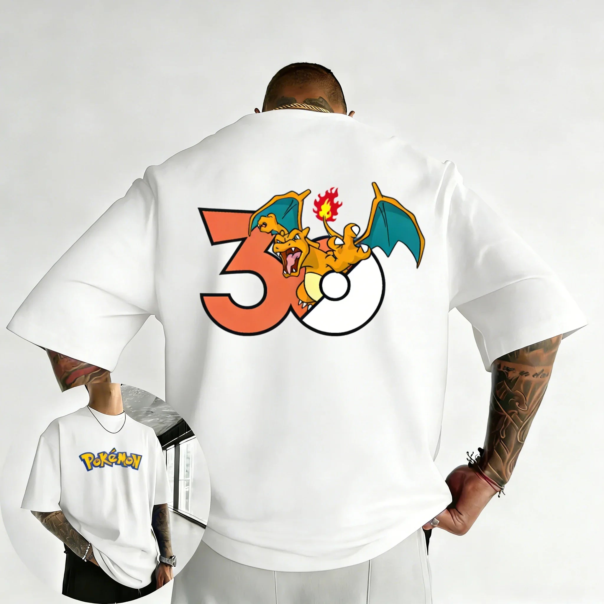 2026 Pokémon 30th Anniversary Men's & Women's Charizard Printed T-shirt