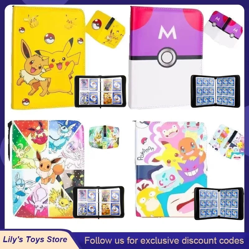 Pokemon Binders 9 Pocket 900 Cards Zipper Toploader Mimikyu Loose Leaf Collectible Card Album Storage Organizer Custom Fans Gift