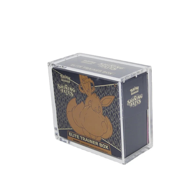 190x170x90mm Clear Elite Trainer Box protector ETB acrylic display case with sliding lid for poke mon elite trainer box cards