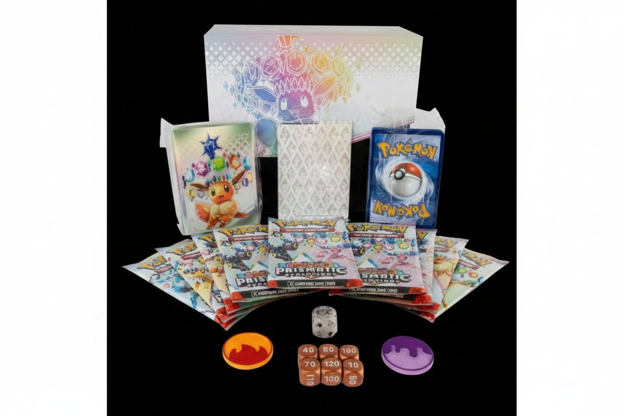Pokémon TCG: Scarlet & Violet—Prismatic Evolutions Elite Trainer Box. Inside box